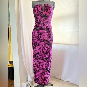 Milly Judith strapless palm jacquard dress